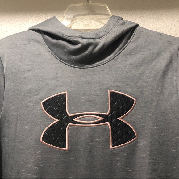 Under Armour Coldgear Hoodie Women XL Gray Jersey Embroidered Logo Activewear - Picture 2 of 8
